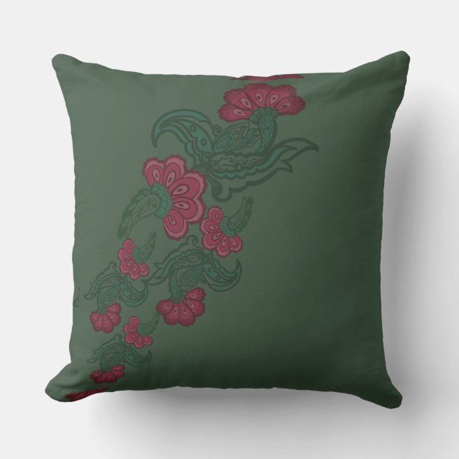 botanical green leaf pillow kudde (Framsida)