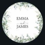 Botanical Greenery Round Sticker Runt Klistermärke<br><div class="desc">Add a natural touch to your celebration with this botanical greenery round sticker. Perfect for sealing wedding envelopes,  decorating favor bags,  or adding charm to your reception details. A fresh and elegant choice for any greenery wedding theme.</div>