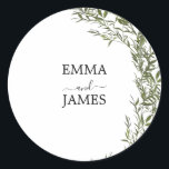 Botanical Greenery Round Sticker Runt Klistermärke<br><div class="desc">Add a natural touch to your celebration with this botanical greenery round sticker. Perfect for sealing wedding envelopes,  decorating favor bags,  or adding charm to your reception details. A fresh and elegant choice for any greenery wedding theme.</div>
