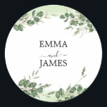 Botanical Greenery Round Sticker Runt Klistermärke<br><div class="desc">Add a natural touch to your celebration with this botanical greenery round sticker. Perfect for sealing wedding envelopes,  decorating favor bags,  or adding charm to your reception details. A fresh and elegant choice for any greenery wedding theme.</div>