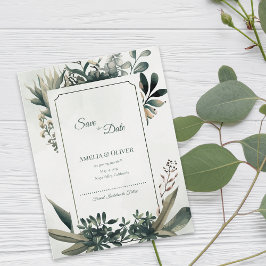 Botanical Greenery Sage Green Garden Wedding Meddelande Vykort