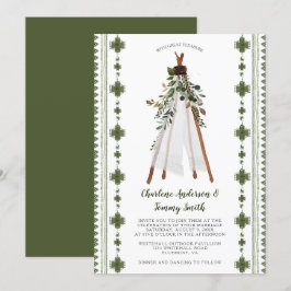 Botanical Greenery Tribal Boho Teepee Inbjudningar