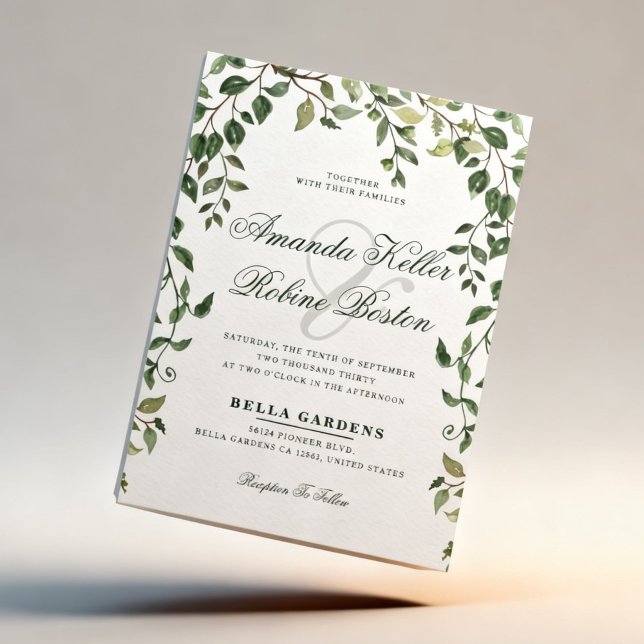 Botanical Greenery Wedding Invitation Inbjudningar (Skapare uppladdad)