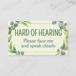 Botanical Hard of Hearing Green Deafness Visitkort