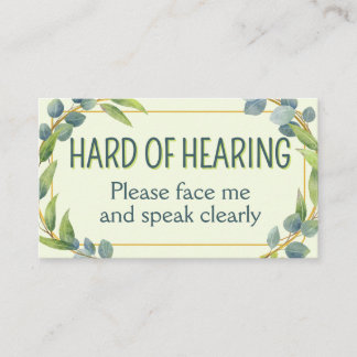 Botanical Hard of Hearing Green Deafness Visitkort