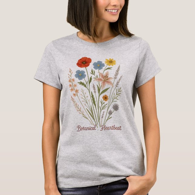 Botanical Heartbeat- dgn by Maaya Prints, Women's T Shirt (Framsida)