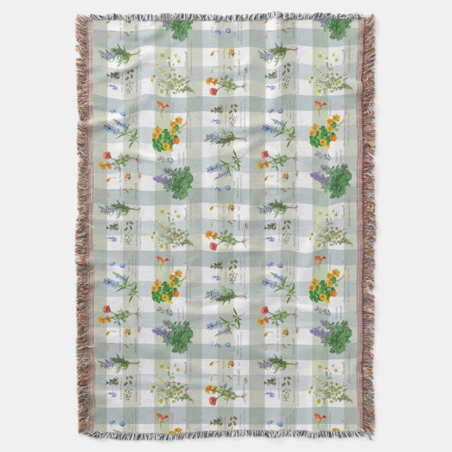 Botanical Herbal checkered Filt (Framsidan Vertikal)