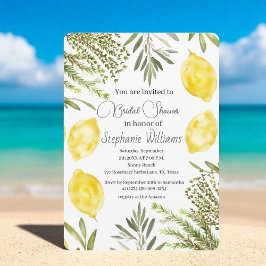 Botanical Herbs Lemons Watercolor Bridal Shower  Inbjudningar