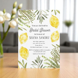 Botanical Herbs Lemons Watercolor Bridal Shower  Inbjudningar