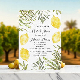 Botanical Herbs Lemons Watercolor Bridal Shower  Inbjudningar