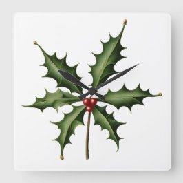 BOTANICAL HOLLY FYRKANTIG KLOCKA