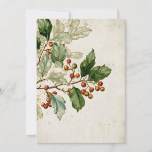 Botanical Holly Löv Study Elegant Säsong Stat Inbjudningar