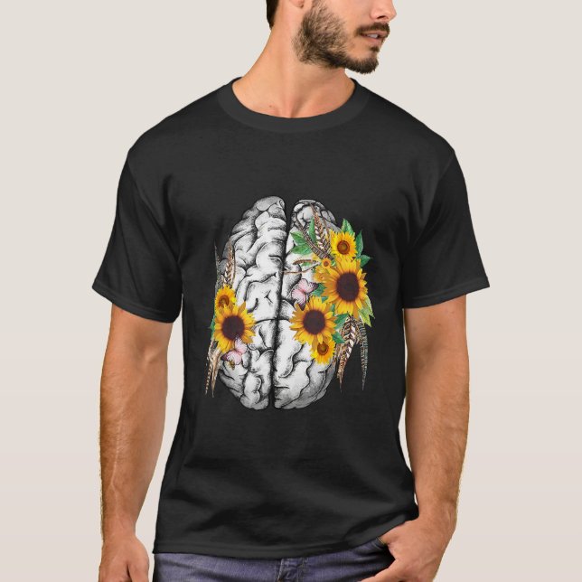 Botanical human brain mental health artistic anato t shirt (Framsida)