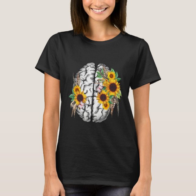 Botanical human brain mental health artistic anato t shirt (Framsida)