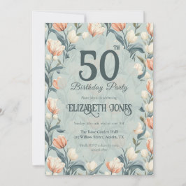 Botanical Inspired Tulip Themed Custom Birthday Inbjudningar