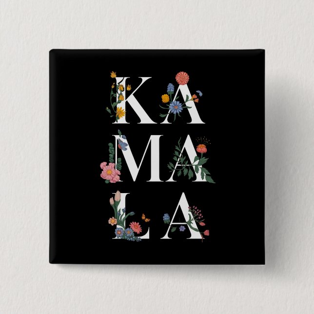 Botanical Kamala Harris Voting 2024 Blommigt Voter Knapp (Framsida)