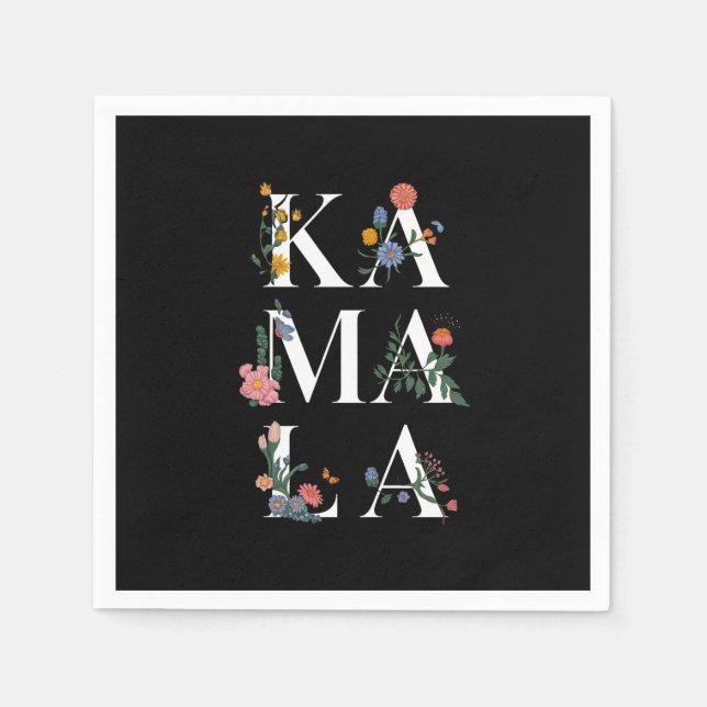 Botanical Kamala Harris Voting 2024 Blommigt Voter Pappersservett (Framsidan)