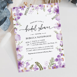 Botanical Lavender Lilac Blommigt Möhippa Inbjudningar