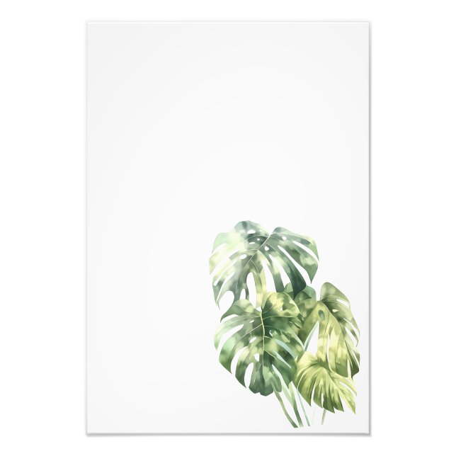 Botanical Leaf Watercolor Art Print-Monstera Fototryck (Framsidan)