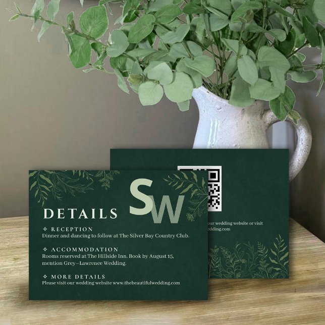 Botanical Leafy Wedding Enclosure Card Tilläggskort (Skapare uppladdad)