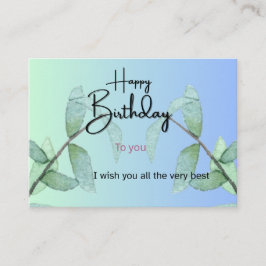 Botanical Leaves Birthday Card | Elegant Gradient  Tilläggskort