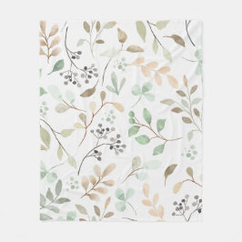Botanical Leaves Fleece Blanket