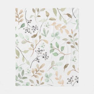 Botanical Leaves Fleece Blanket