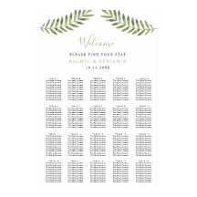 botanical leaves watercolor wedding seating chart