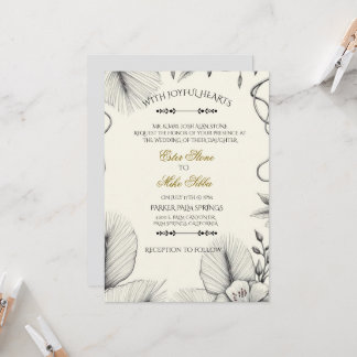 Botanical line art Wedding Invitation  Inbjudningar