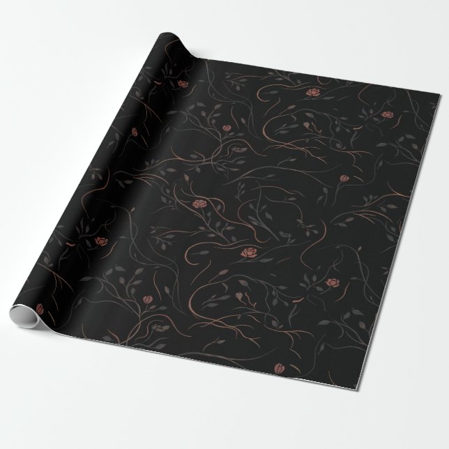 Botanical Line Art Wrapping Paper Presentpapper (Utrullad)