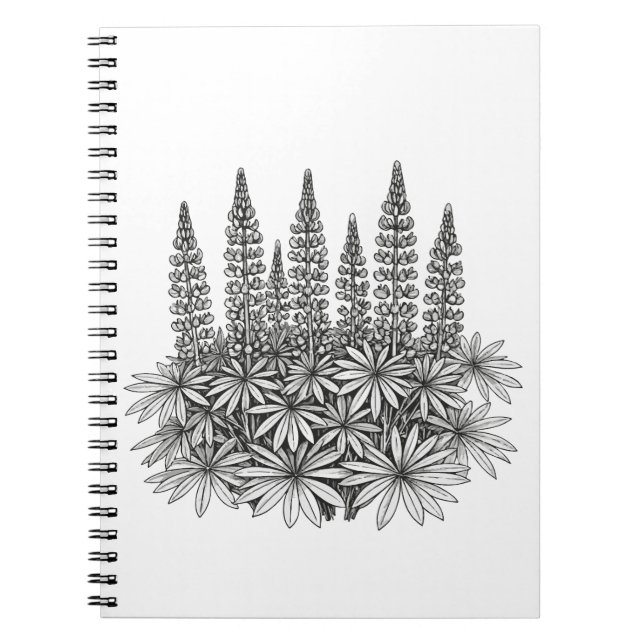 Botanical Lupine Flower Spiral Notebook Anteckningsbok (Framsidan)