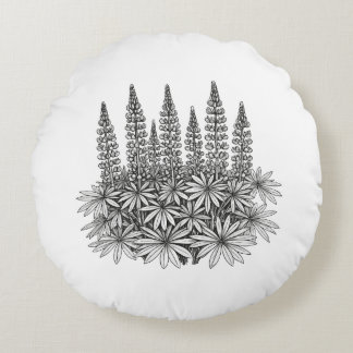 Botanical Minimalisst Lupine Round Pillow Rund Kudde