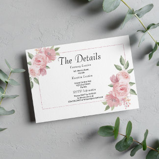 Botanical mint pastel pink floral Details Card Tilläggskort