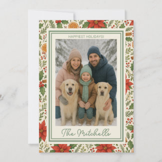 Botanical Mistletoe Classic Floral Art Pattern Julkort