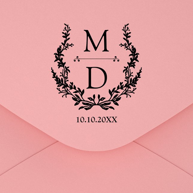 botanical modern initials monogram wedding stämpel (Skapare uppladdad)