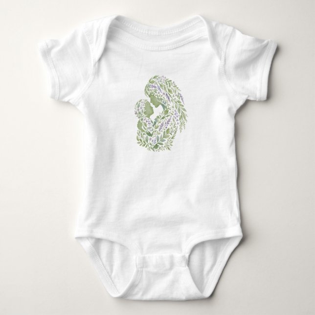 Botanical Mother and Child Silhouette Art T Shirt (Framsida)