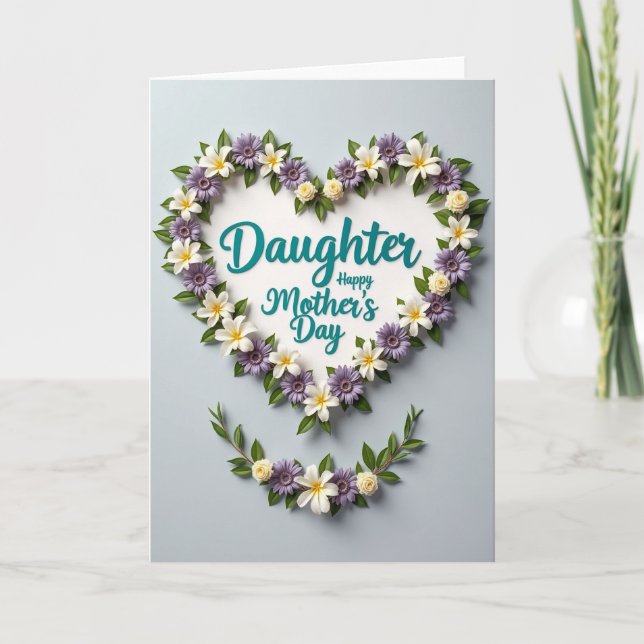 Botanical Mothers Day Daughter Card Kort (Framsida)