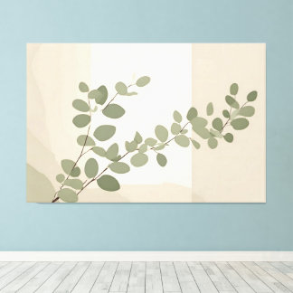 Botanical organic eucalyptus leaf neutral tones canvastryck