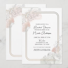 Botanical Outline Sage Blush Floral Bridal Shower Inbjudningar