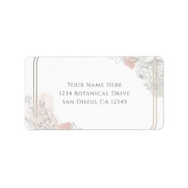Botanical Outline Sage & Blush Floral Wedding  Adressetikett