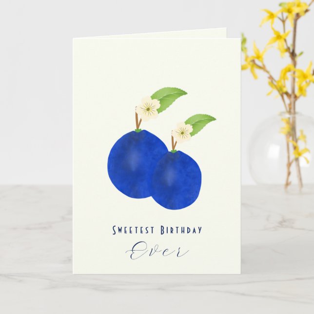Botanical Plums Collection Birthday Kort (Gul blomma)