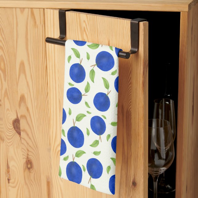 Botanical Plums Collection Ivory Kökshandduk (Thirds Fold)