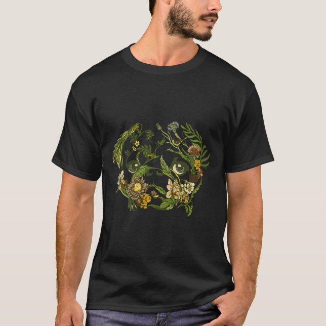 Botanical Pug Classic 373 T Shirt (Framsida)