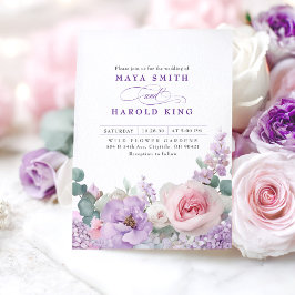 Botanical Purple and Pink Floral Boho Wedding Inbjudningar