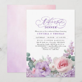 Botanical Purple Pink Floral Boho Rehearsal Dinner Inbjudningar