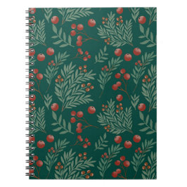 Botanical Red Berry Christmas Notebook Anteckningsbok