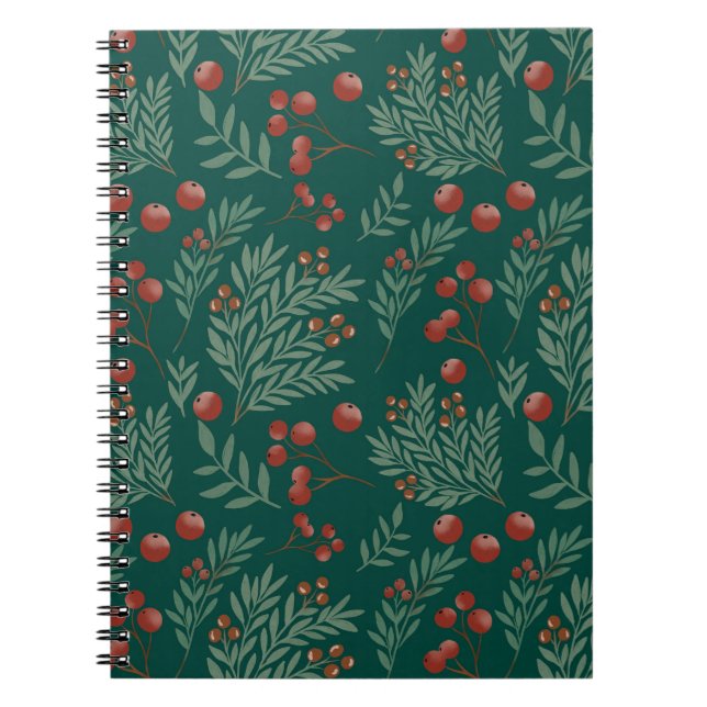 Botanical Red Berry Christmas Notebook Anteckningsbok (Framsidan)