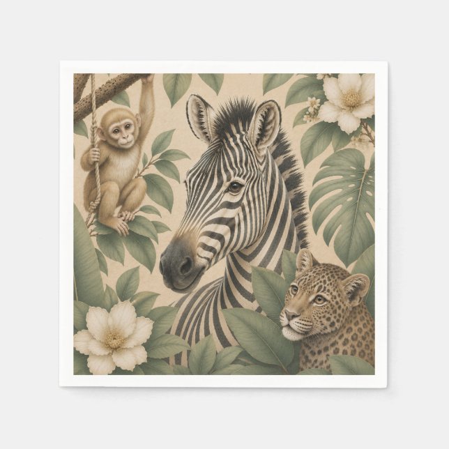 Botanical Safari Zebra Pappersservett (Framsidan)