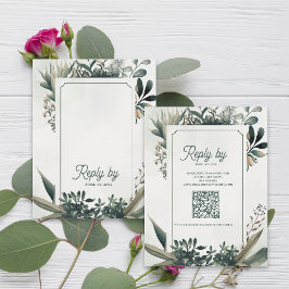 Botanical Sage Green QR Code Greenery Wedding OSA Kort