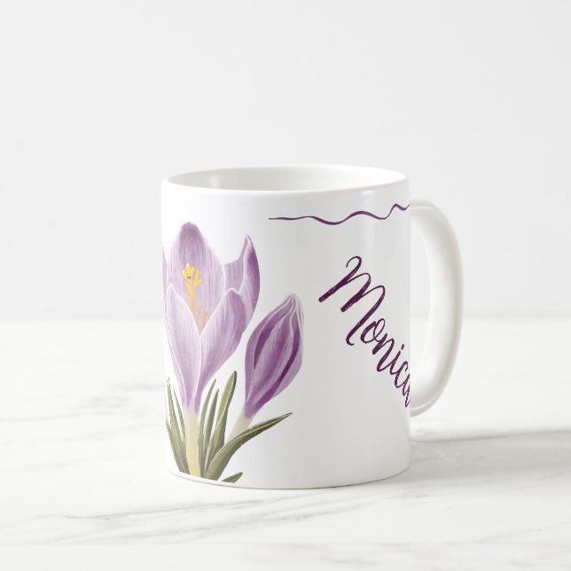 Botanical Spring Crocus Flower Kaffemugg (Framsida höger)